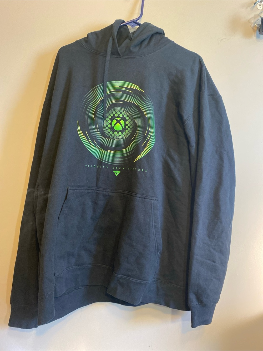 Xbox "Velocity Architecture" Men’s 2XL Hoodie Sweat Shirt  Black Graphic Print
